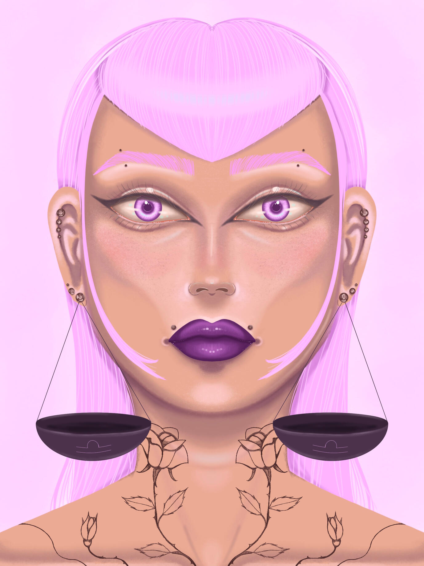 Portrait style digital illustration of the the zodiac sign Libra by Taylor Williams.