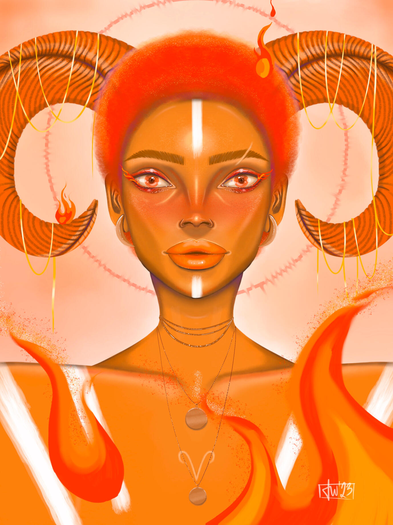 “Aries” by Taylor Williams Portrait style digital illustration of the zodiac sign Aries by Taylor Williams.