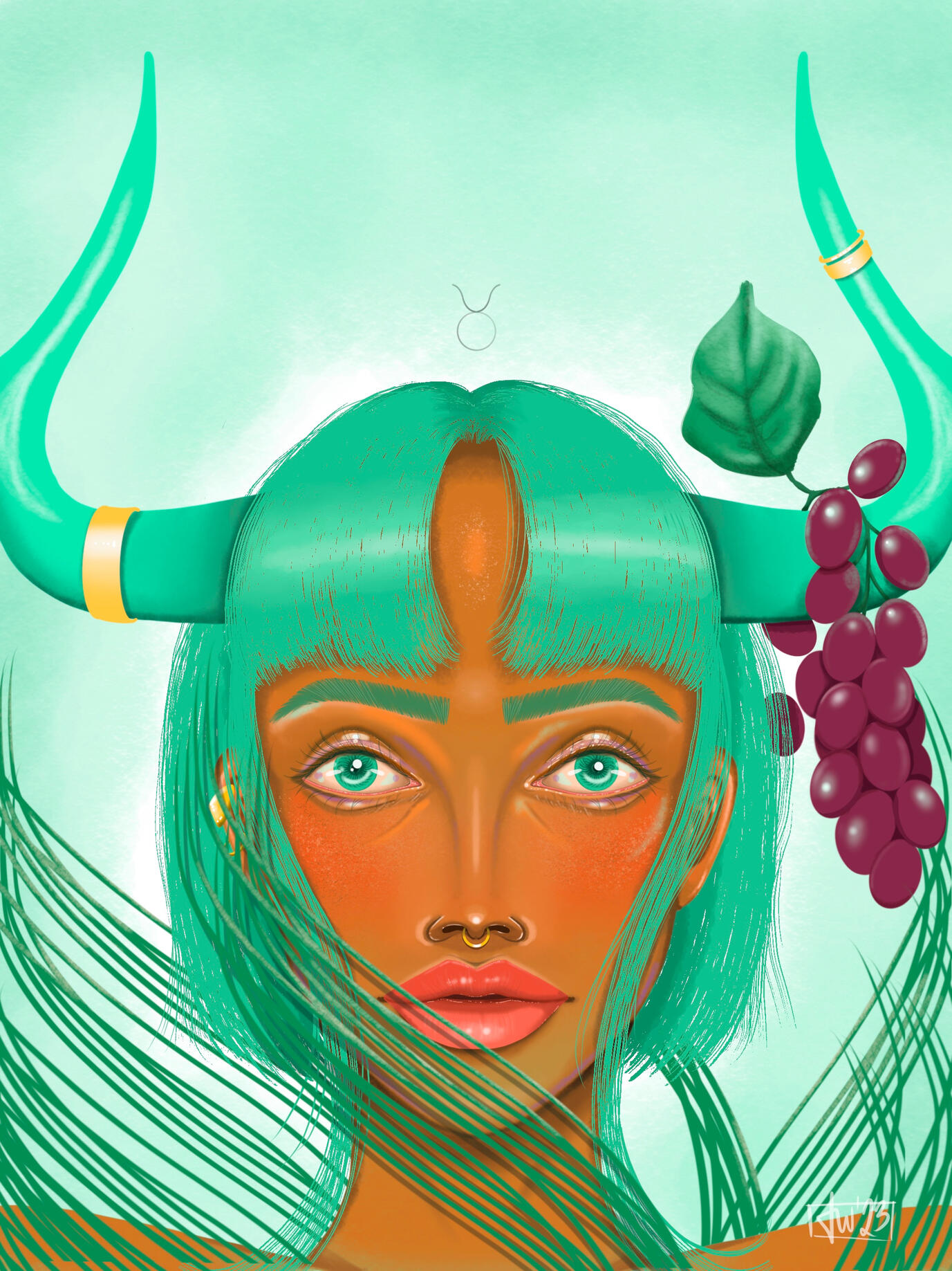 “Taurus” by Taylor Williams Portrait style digital illustration of the zodiac sign Taurus by Taylor Williams.
